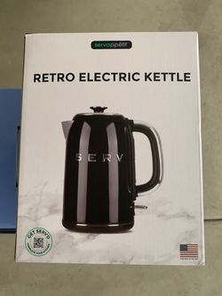 New SERV Retro electric Kettle in Black Stainless Steel inside 