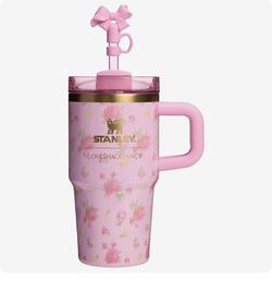Fancy Love Shack Stanley Pink Floral 20 oz Tumbler 