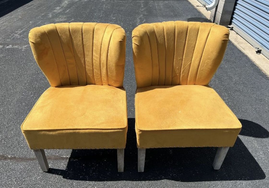 Set Of Yellow / Mustard Accent Chairs 