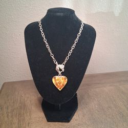 10" Long Heart Necklace ATI 925 MEXICO STAMPED On Back Of Heart2