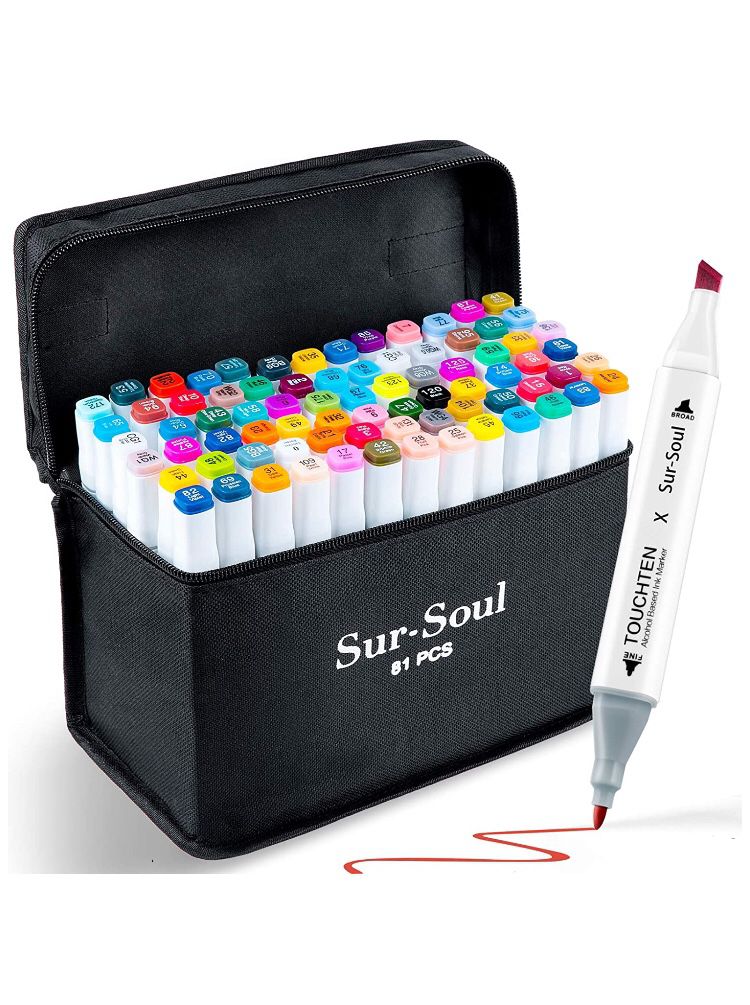 80+1 Colors Art Markers, Dual Tip Markers Permanent Based Markers, SURSOUL  Copic Marker Set for Adults Kids, School Art Supplies, Sketch Markers 1 Co  for Sale in Daly City, CA - OfferUp