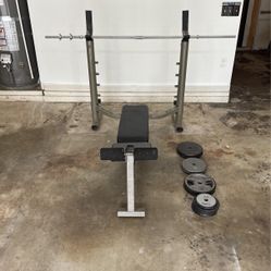 Bench With Bar And Weights 