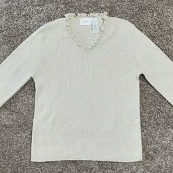 Women’s Liz Clairborne Sport Sweater Top Size M Beige