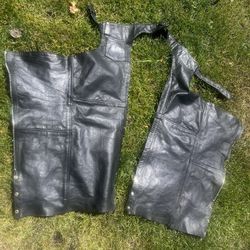 Leather Motorcycle Chaps size M