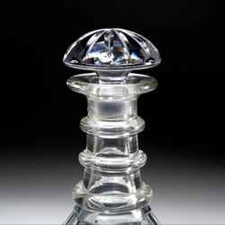 Regency Glass Crystal Decanter Pillar Cut Three Neck Ring Mushroom Stopper