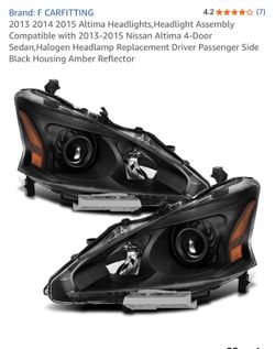 2013 2014 2015 Altima Headlights, Headlight Assembly Compatible with 2013-2015 Nissan Altima 4-Door Sedan, Halogen Headlamp Replacement Driver Passeng