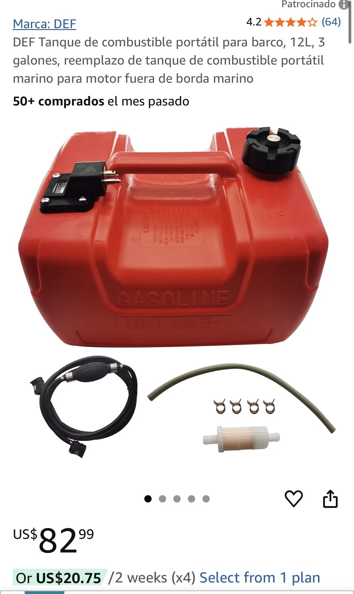 DEF Tanque de combustible portátil para barco, 12L, 3 galones, reemplazo de tanque de combustible portatil marino para motor fuera de borda marino