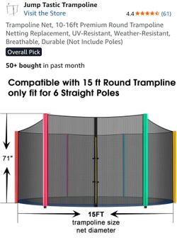 Trampoline Net, 10-16ft Premium Round Trampoline Netting Replacement, UV-Resistant, Weather-Resistant, Breathable, Durable (Not Include Poles)