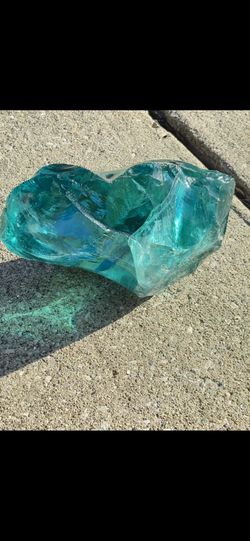 Large Aqua Blue Andara Crystal Style Slag Glass Chunk - Vibrant Raw Cullet Glass Specimen
