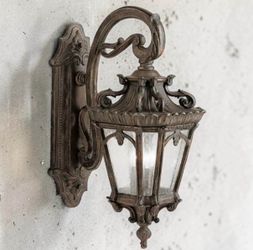 Kichler Lighting Tournai Outdoor Wall Light 3-Light Clear Seeded Glass, Model: 9358LD Londonderry Bronze