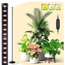 Standing Grow Light for Indoor Plants, Vertical Grow Light with 3 Light Modes, Wide Illumination and Dimmable, T10 Full Spectrum Floor Grow Lights, 16