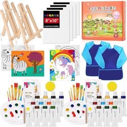 Brand New 54 Pieces Acrylic Paint Set for Kids,Non Toxic Kids Painting Set,Arts Supplies and Painting Kits for Kids with 8 Canvas Panels,2X 12 Paints,