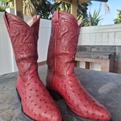 Botas  Y Cinto De Avestruz Rojas 