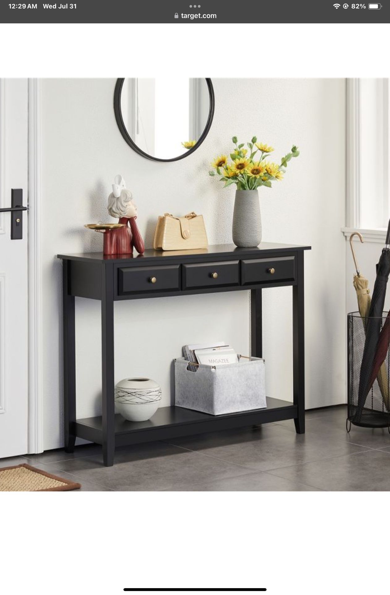 New 3-Drawer Console Table with Storage Shelf