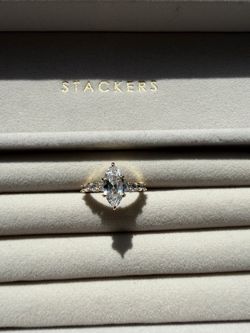 Marquise-Cut Faux Diamond Yellow Gold Tone Pavé Statement Ring