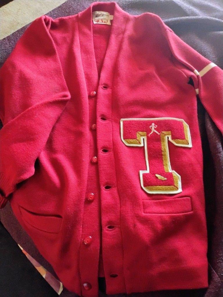 Vintage 50s 60s Albion Knitting Mills Letterman Cardigan Men's Large