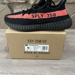 New Adidas Yeezy Boost 350 V2 Core Black Red Size 9.5 Men