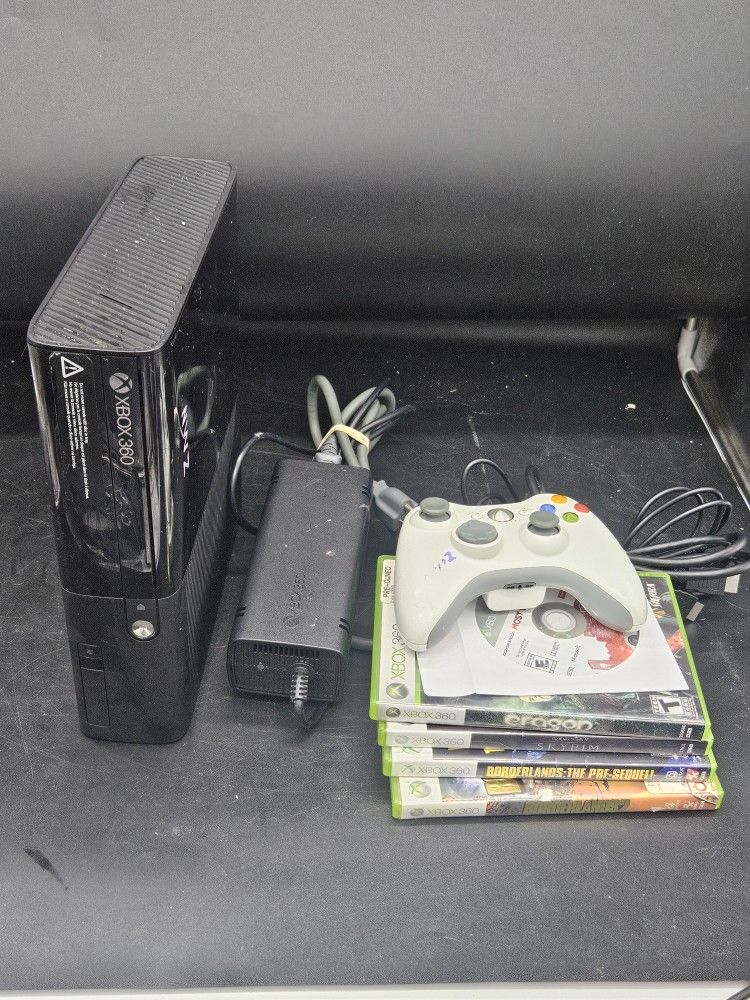 Microsoft XBOX 360 E Video Game Console 229GB With 5 Games