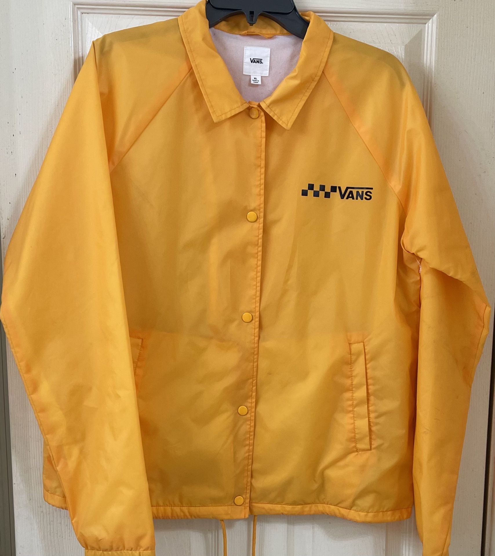 VANS off the Wall Fleece Lined Men's Yellow Rain Jacket Windbreaker XL