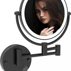8 Inch LED Wall Mount Two-Sided Magnifying Makeup Vanity Mirror 12 In. Extension