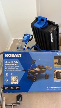 KOBALT, 4-cu-ft- poly garden cart, heavy duty steel, 600lb capacity