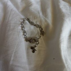 Silver Bracelet With Bicycle Dangling