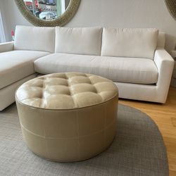 Vegan Leather Tufted Ottoman 