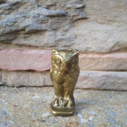 Vintage Small Solid Brass Owl Figurine 