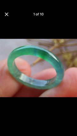 Jadeite jade green jewelry thin ring size 6.5 certificate