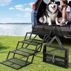 Linvivon 5-Step Folding Dog Stairs Ramp, Non-Slip Surface, 400 lb Capacity