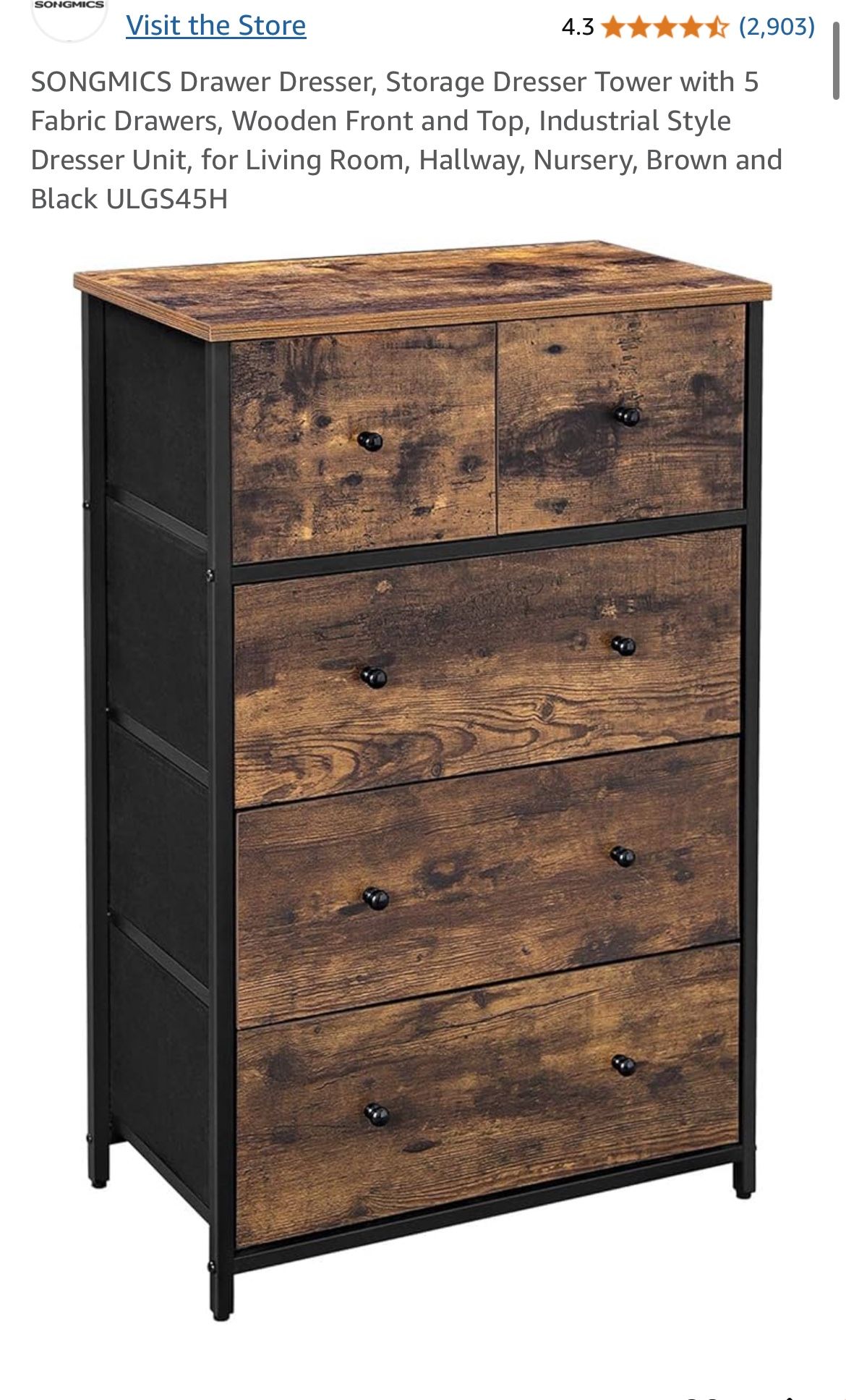 Faux Wood Fabric Dresser Drawers