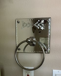 Antique towel ring and paper holder