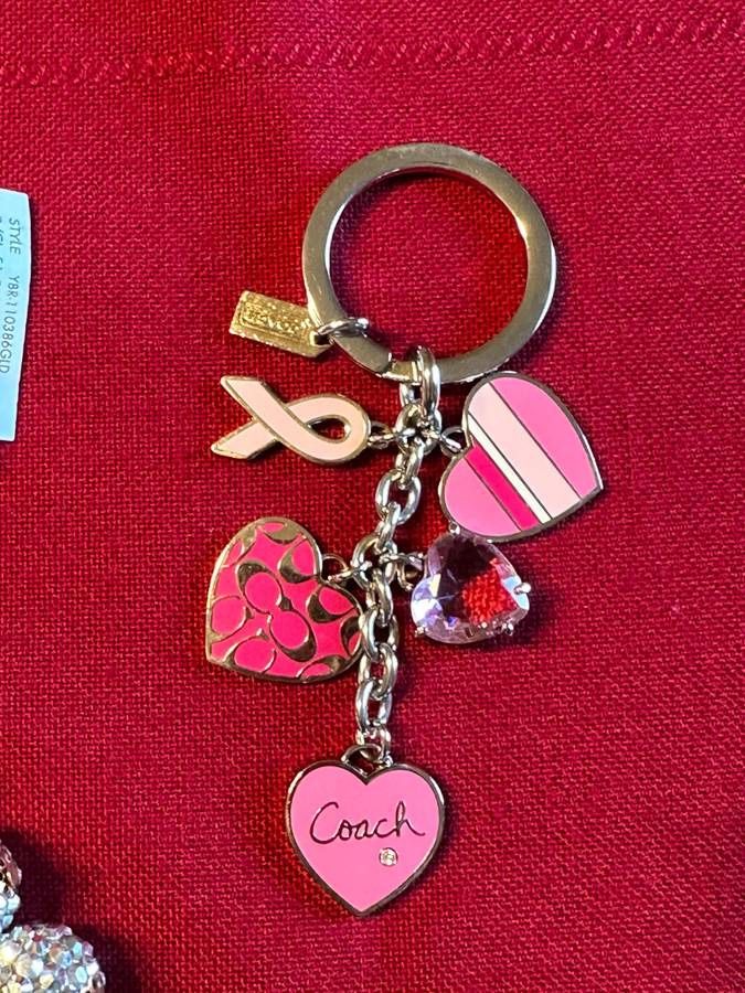 Coach Keychain/Bag Charm - Pink Hearts