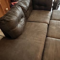$200 GREY SUADE SECTIONAL COUCH