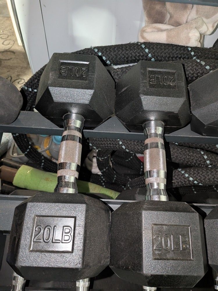 Rubber Hex Dumbbells 