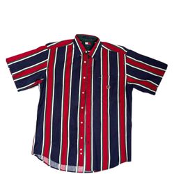 Vintage Tommy Hilfiger Stripe Button Down Shirt XL - Red Navy Green Crest Logo
