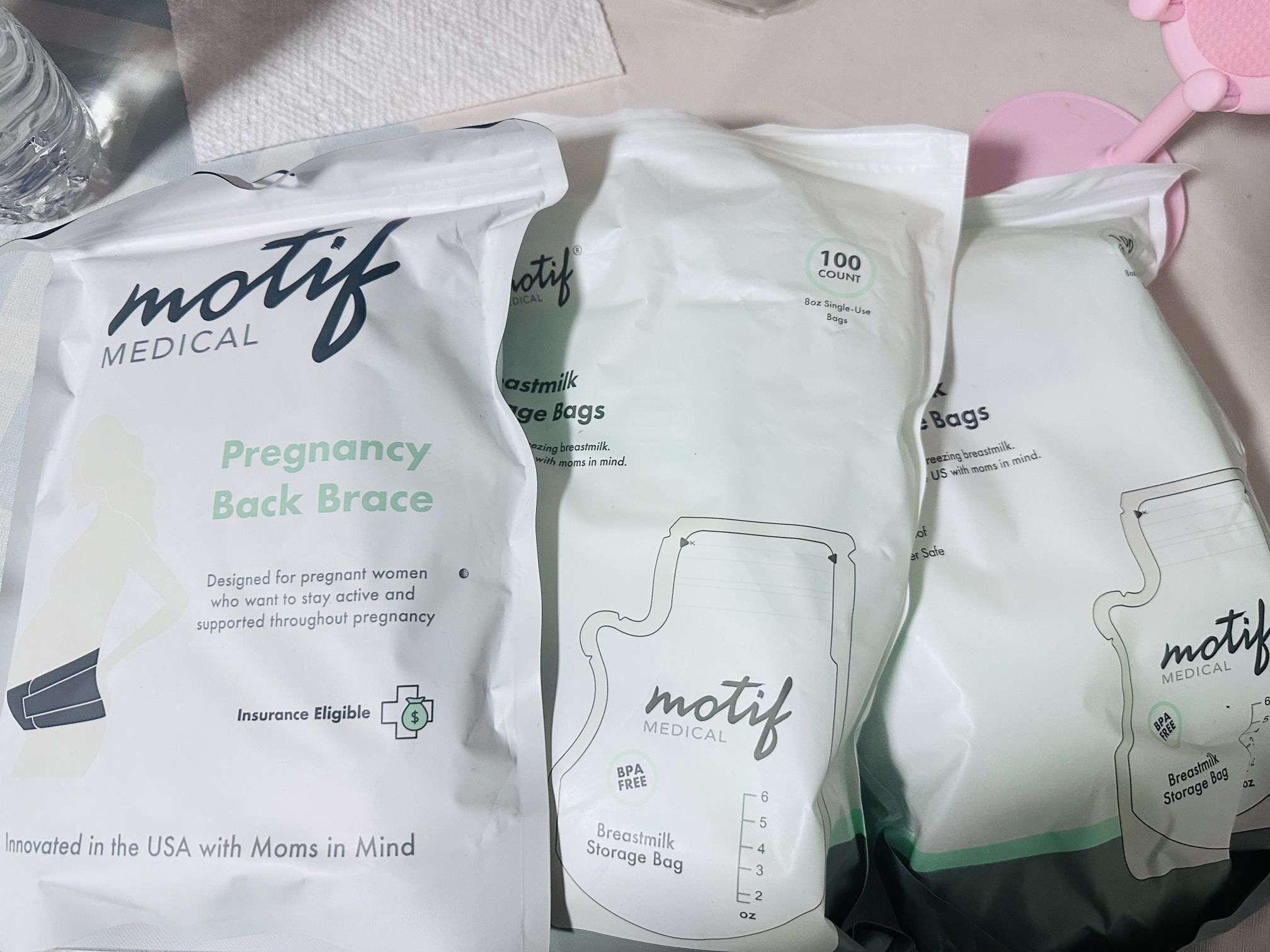 Breastmilk bag and brace
