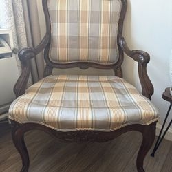 Antique Style Armchair - Striped Fabric