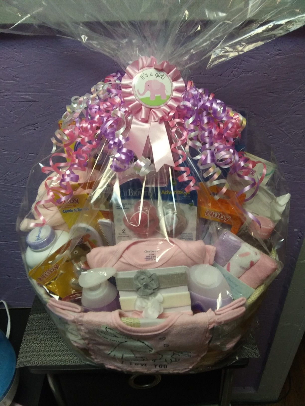 Large baby girl gift basket
