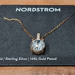 Nordstrom Clear 14k Gold Plated Necklace 