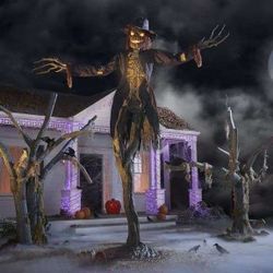 15 ft. Gruesome Grounds Giant-Sized Animated LED Worricrow Scarecrow