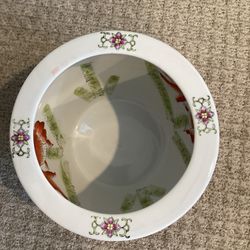 Vintage porcelain fish bowl planter pot 