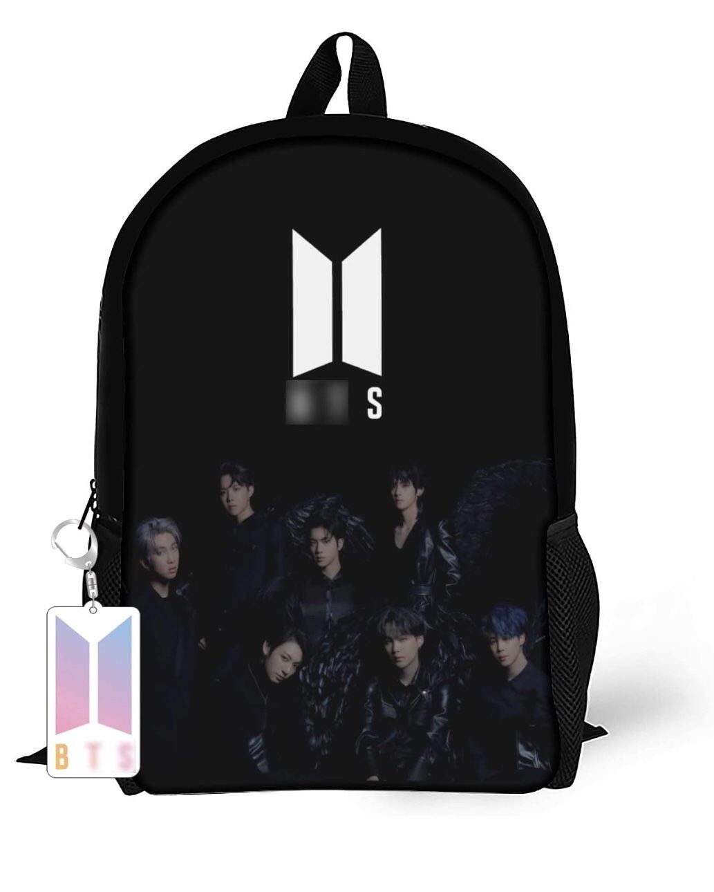 BTS Backpack Book Bag for Unisex 17 In, Laptop Backpack Shoulders Casual Daypack with Keychain