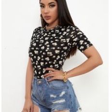 SHEIN Daisy Floral Print Bodysuit