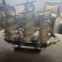 Vintage Fragata Espanola Ano 1780 Spanish Warship Model Ship Boat 15"x16"