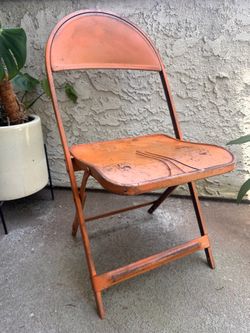 Vintage MCM Pressed Steel Folding Chair