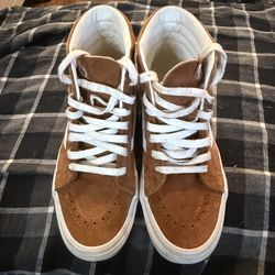 Vans Sk8-Hi Suede High Top Sneakers – Toffee or Cognac Brown / White - M6.5/W8