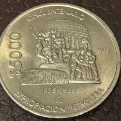 5000 Pesos 1988. Coin Of Mexico 