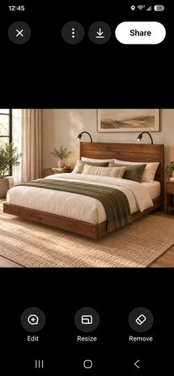 Full bed  wooden bed with lamps new in box