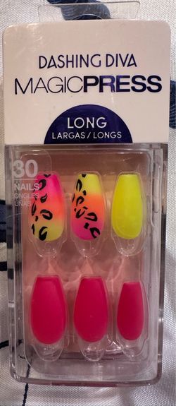 New pink rainbow animal print manicure no glue needed